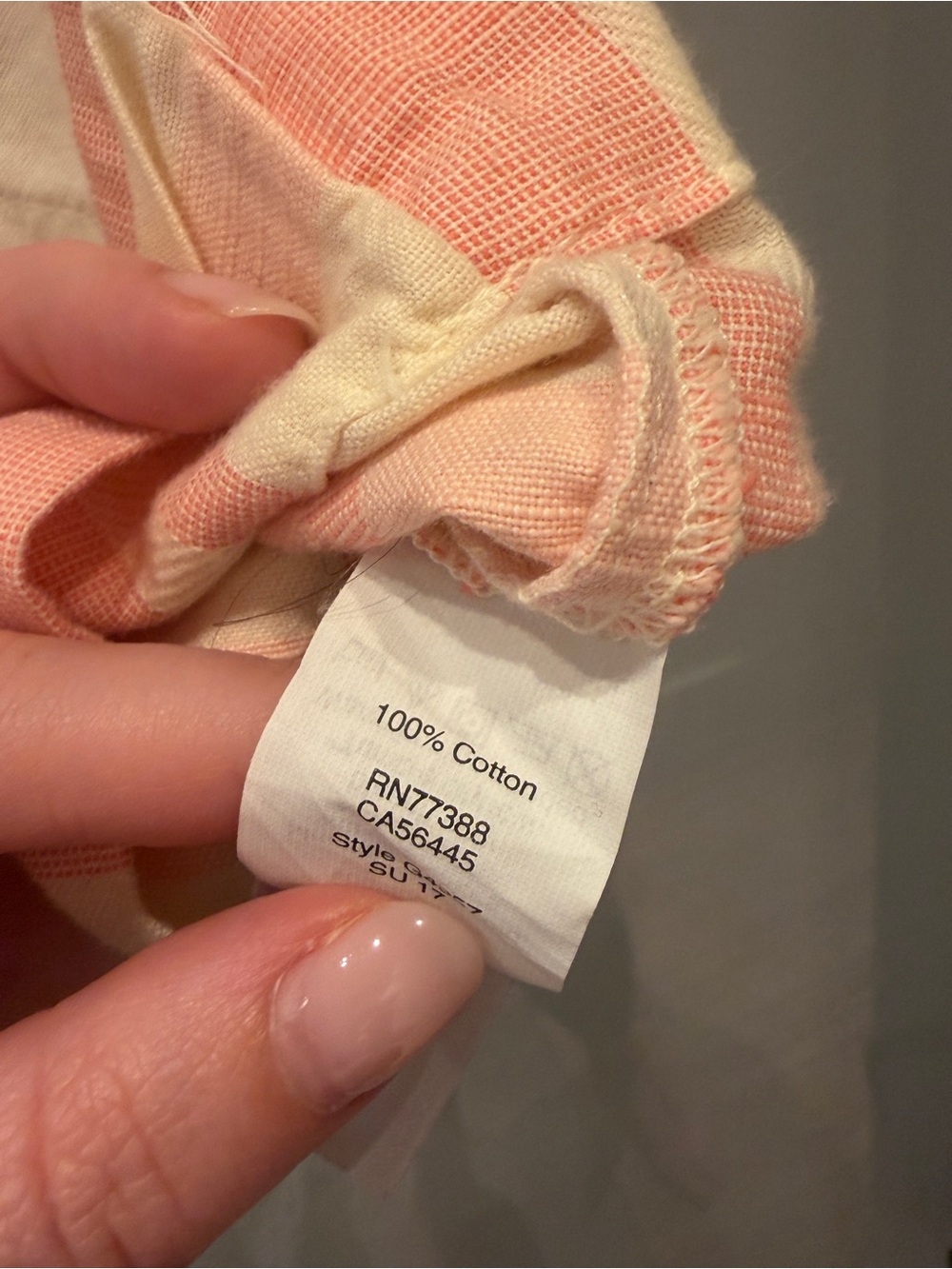 Madewell Pink Ivory Plaid Tie Shoulder Cotton Top XL - Picture 4 of 5